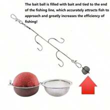 1pc Stainless Steel Bait Cage, Fishing Tool, With Filter Net For Evenly Dispensing Bait - Silver - View 4