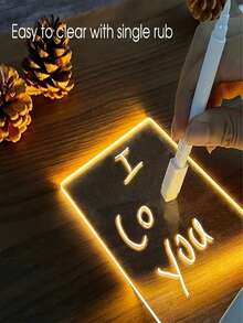 1 pieza Luz de noche de tablero acrílico, con interruptor (incluye base, cable USB, lápiz y tablero acrílico), tablero de mensajes con función borrable y función de iluminación para escritura a mano - Blanco - Ver 8