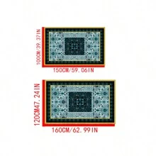 1pc Crystal Velvet Material, Tpr Bottom, Bohemian Retro Living Room Carpet, Style Bedroom Rug, Anti-slip, Dirt-resistant Rug For Homestay - Blue - View 2