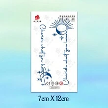 2 件簡約臨時紋身貼紙(太陽和月亮設計)天然草藥配方可持續7-14 天,1 件一次性紋身貼紙(蒲公英和字母設計)適用於肩膀、手臂和腿部,防水,適合情侶,包括男士、女士和女孩 - 藍色 - 查看 6