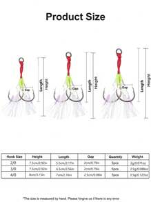 GOTURE 5 Peças Kit de Anzóis de Assistência Dupla para Pesca, Anzóis de Pesca de Alta Qualidade, Anzóis de Espera e Rápidos para Isca Vertical de Chumbo