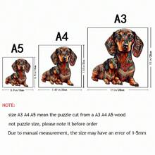腊肠犬各种特殊形状的木制拼图,创意礼品,适用于高级玩家生日礼物,男女孩子聚会游戏,装饰画 - 彩色 - 查看 4