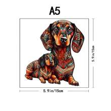 腊肠犬各种特殊形状的木制拼图,创意礼品,适用于高级玩家生日礼物,男女孩子聚会游戏,装饰画 - 彩色 - 查看 7