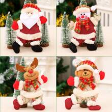 4入組聖誕樹裝飾用品,可愛卡通跳舞聖誕老人,雪人,馴鹿&熊長毛絨玩偶吊墜 - 彩色 - 查看 5
