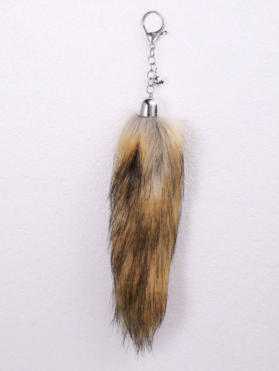 1pc Ladies' Tail Bag Accessory Charm Girl Bag Pendant Fashionable Party Gift Key Chain Charms Plush Keychain - Brown - View 1
