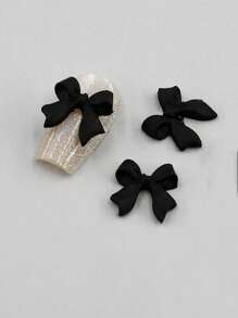 50pcs Black Resin Bowknot Design 3d Nail Art Decoration With Rhinestone Nail Accessory DIY Nail Charms Nail Gems Nail Supplies