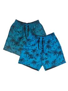 KIT 2 SHORTS bermuda masculino tactel grosso moda praia academia esportivo casual conforto - Azul petróleo - Visão 1