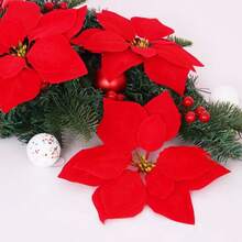 1pc Christmas Decorative Artificial Red Flower - Red - View 7
