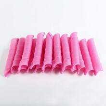 1套18件女性粉橙色無熱容易使用捲髮器,包括捲管和掛鉤,適用於鬈曲捲髮 - 彩色 - 查看 5