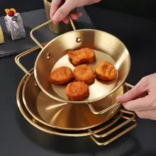 1 pièce Plateau de service en acier inoxydable de couleur dorée avec design de poignée, convient pour la maison/l'hôtel/le restaurant/le barbecue/le sashimi/les pâtes/le dessert et le fruit, l'assiette de dîner, l'assiette de barbecue, l'assiette de collation, le plateau à pizza, les fournitures de cuisine, Noël, la Saint-Valentin, le Nouvel An, cadeau