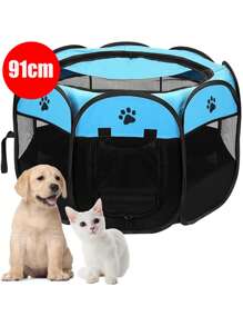 Casa Corral Mascotas 91cm Plegable Portátil Multifuncional - Azul - Ver 1