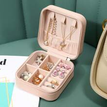 Simple & Convenient Jewelry Box For Rings, Necklaces, Bracelets, Earrings, Studs, Travel And Home Storage For Accessories - White - View 4