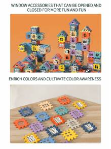 64/88pcs Children's Creative Mosaic Window Blocks Of Mixed Style. Children Can Assemble Houses With Windows, Suitable For Parent-Child Interaction & Educational Classroom Training, Ages 0-12 Room Decoration Winter Gifts