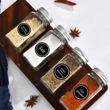 5sheets Of Spice Jar Labels In English, 149 Printed Labels + 31 Blank Labels For Categorizing Sugar, Salt, Chili Powder And Other Condiments, 3.5cm Round Shape Wedding Party Gift Bags - Black - View 4