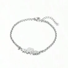 1pc European And American Style Fashionable Titanium Steel Bracelet, Daily Unisex Accessory - Silver - View 28