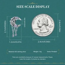 bamoer 1 PC 925 Sterling Silver Purple Shining Stone Collection Charms Love Drop Pendant fit for Charm Bracelet Vintage Pattern Beads