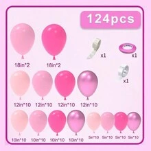 124 Cái/gói Bóng Hồng Hoa Vòng Hoa Vòm Bộ Đính Hôn, Đám Cưới, Sinh Nhật, Tắm Trang Trí - Hồng - Xem 2