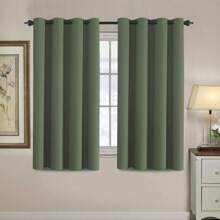 H.VERSAILTEX Blackout Curtain For Living Room Small Window Kitchen Blackout Curtains Energy Saving Solid Grommet Blackout Drape - 古銅綠 - 查看 1