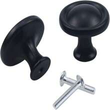 10PCS Matted Black Cabinet Knobs, Drawer Knobs, 30MM Aluminum Alloy, Single Hole Drawer Pull Handle, Cabinet Knobs, Door Pulls with Screws for Cupboard Wardrobe Furniture - Black - View 3