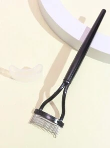 1pc Portable Eyelash Comb With Cover Fine-tooth & Dense-tooth Design Eyelash Separator Mascara Applicator Cosmetics Tool - Black - View 3