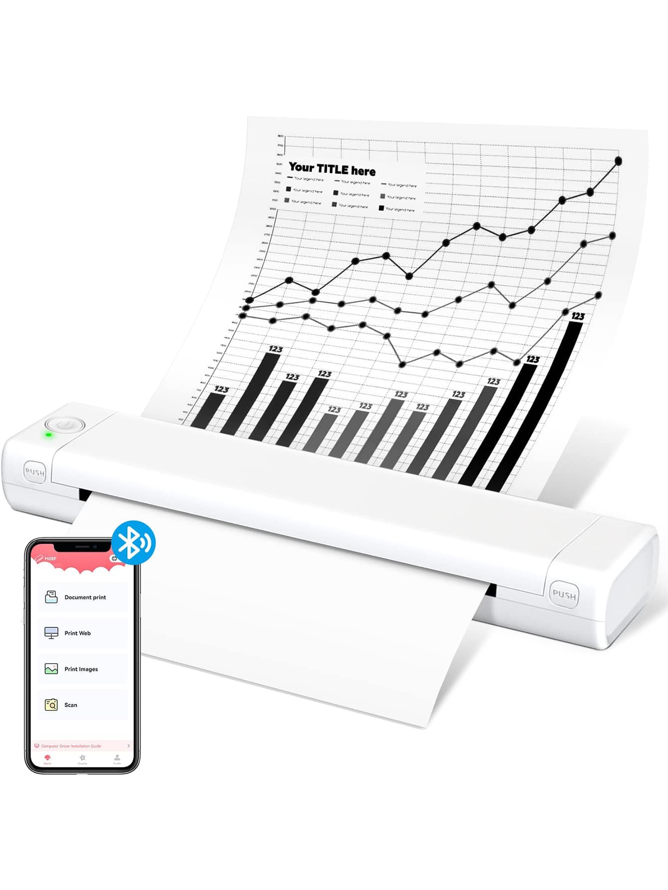 Phomemo M08F-Letter Bluetooth Thermal Printer Support 8.5" X 11" US
