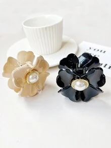 2pcs Elegant Luxurious Fashion Pearl Flower Hair Claw Clips, For Daily Use - Multicolor - View 2