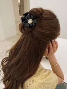 2pcs Elegant Luxurious Fashion Pearl Flower Hair Claw Clips, For Daily Use - Multicolor - View 3