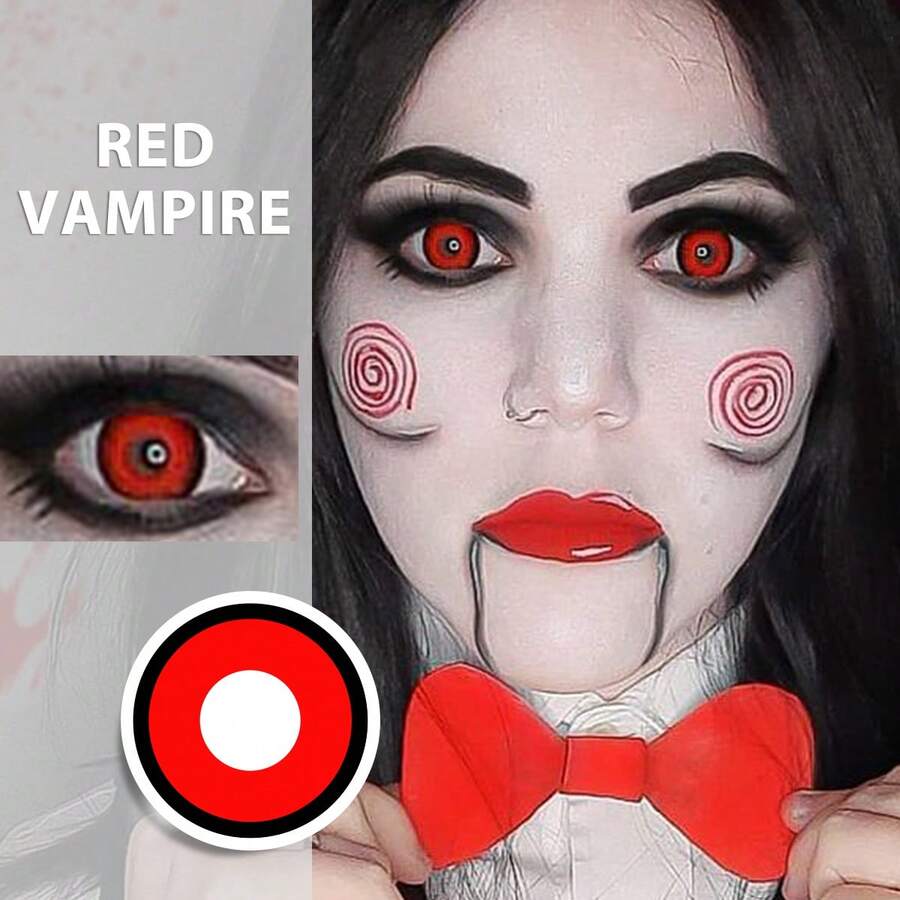 Lentes De Contacto Freshlady De Vampiro Rojo Para Halloween Y Cosplay, Desechables Por 1 Año Lentes de contacto - Rojo - Ver 1