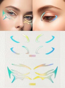 2 Pcs/Set Eyeliner Makeup Stickers Holographic Face Stickers Self-Adhesive Eyeliner Decorations - Multicolor - View 1