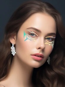 2 Pcs/Set Eyeliner Makeup Stickers Holographic Face Stickers Self-Adhesive Eyeliner Decorations - Multicolor - View 2