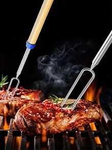 1入不鏽鋼伸縮燒烤叉戶外燒烤棒，雞翅，活腿，糖果燒烤棒針，顏色隨機露營 - 彩色 - 查看 5