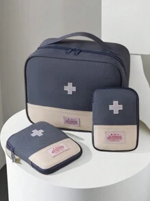 3pcs Portable Oxford Fabric First Aid Kit, Large Capacity Medicine Storage Bag For Emergency And Travel Medicine Bag Medicine Storage Bag Medicine Organizer First Aid Kit First Aid Bag Travel Accessories Travel Organizer Travel Essentials Travel Stuff Travelling Bag College Vacation Cruise Summer Holiday Essentials For Outdoor Camping Hiking Hunting