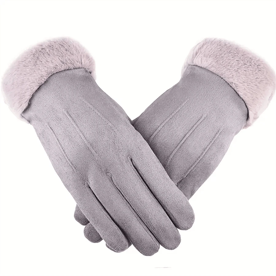 冬季絨面針織保暖手套,加厚防風戶外手套,方便觸屏彈性手套