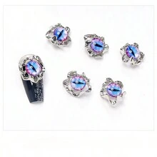 20 件随机混合 3D 蓝眼饰品闪亮合金指甲水钻恶魔之眼美甲装饰饰品 DIY 万圣节圣诞节美甲用品 - 彩色 - 查看 5