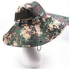 男士偽裝紋防曬帽,適用於釣魚、戶外活動、徒步旅行和海灘,寬邊防曬