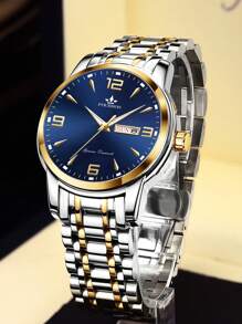 1 Reloj De Hombre, Marca Fourron, Con Brillo Nocturno, Resistente Al Agua, Calendario, Con Estilo Elegante Y Sencillo, De Negocios Y Bajo Precio, Duradero Y De Larga Duración, Reloj De Pulso De Cuarzo - Azul - Ver 6