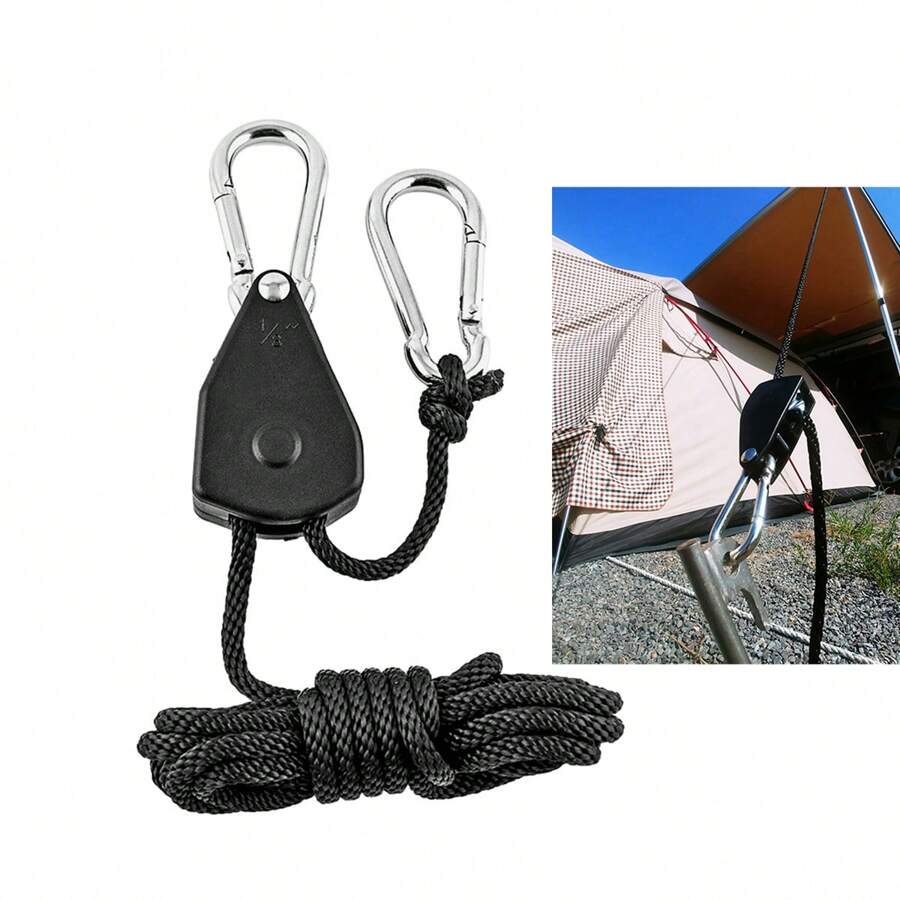 2m Rope 1/8 Lifting Lanyard Sling Plastic Ratchet Camping Camping Stuff - Black - View 1