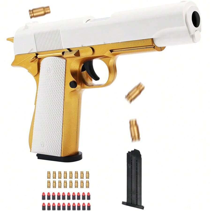 1911仿製軟彈玩具槍,手動操作,金色金屬 - 金色 - 查看 1