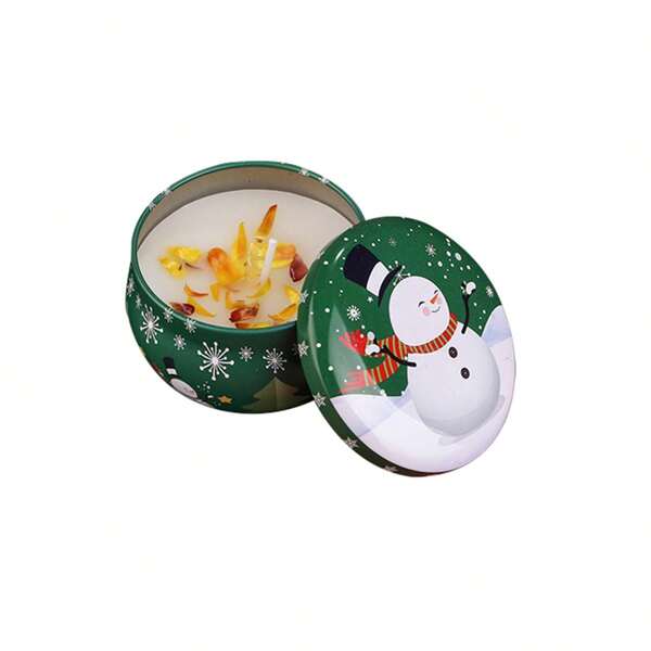 1pc Christmas Snowman Pattern Scented Candle, Holiday Blessing & Gratitude Candle Mini Gift Box