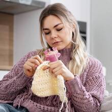 3pcs/set Mini Double-head Knitting Loom Machine, Crochet Hook, Plastic Needle, Suitable For Children's Weaving Ropes, Flowers, Ornaments, Diy Crafts, Knitting Tools For Intellectual Development - Multicolor - View 7