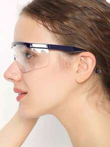 1件实验室护目镜伸缩防护眼镜防风防尘防冲击防溅劳保眼镜自行车户外眼镜 - 藍白色 - 查看 4