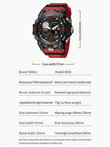 SMAEL Smael Pointer Dual Display Electronic Sports Watch, Multifunctional Waterproof Watch For Men & Students, Suitable For Outdoor Activities