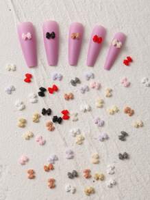 50pcs/Bag Autumn Y2K Gothic Multicolor 3D Fingertip Bow Mini Matte Nail Decoration DIY Simple Halloween Cute Mini Butterfly Mixed Pack Women's Art Collection Christmas Style Nail Art Ornaments Goth