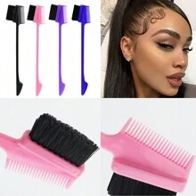 ikt 4入組紫色髮型梳套裝拉絲梳尾梳雙面梳邊刷,用於邊緣刷和背部刷,梳理和滑順女性嬰兒頭髮,1入髮蠟條適用於毛躁頭髮 - 紫色 - 查看 7