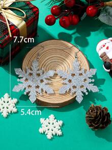 1Pair Christmas Snowflake Drop Earrings - Silver - View 2