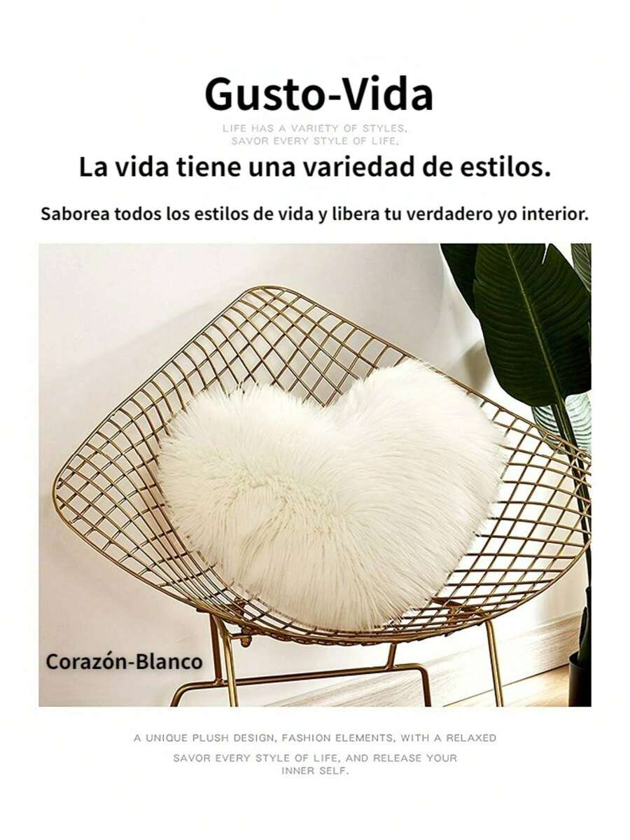 Almohada de Felpa en Forma de Corazón: Funda de Cojin Decorativo, Cojines Atractivos para Sala, Relleno Cojin Suave y Cómodo, Cojines Decorativos para Salas, Habitaciones y Regalos - Blanco - Ver 1