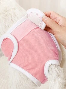 1只淺粉色狗狗尿布,寵物尿墊,泰迪尿墊,小狗生理褲,生理短褲寵物用品 - 淺粉色 - 查看 3