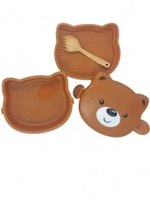 Topper lonchera OSO café para alimentos de doble nivel con cubierto - Marrón Chocolate - Ver 2