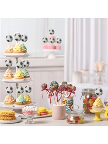 24/48/72 chiếc Đồ trang trí bánh sinh nhật chủ đề bóng đá, Đồ dùng tiệc World Cup, Que xiên bánh nướng xốp có thiết kế hình quả bóng đá đen trắng, Đồ trang trí bánh & bánh nướng xốp - Chèn nhãn - Xem 2