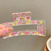 3入組心形花蝴蝶印花髮夾梳夾,日常髮飾禮物適用於女孩 - 彩色 - 查看 4